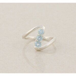 Sterling Silver Natural Blue Topaz Bypass Ring Size 6
